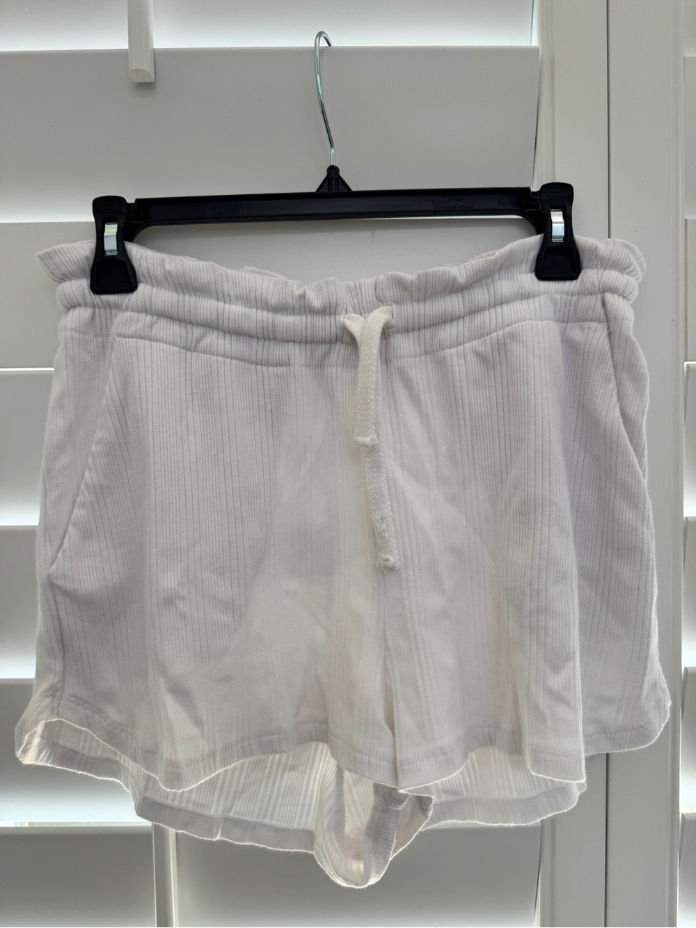 Vitamin A White Ribbed Drawstring Shorts